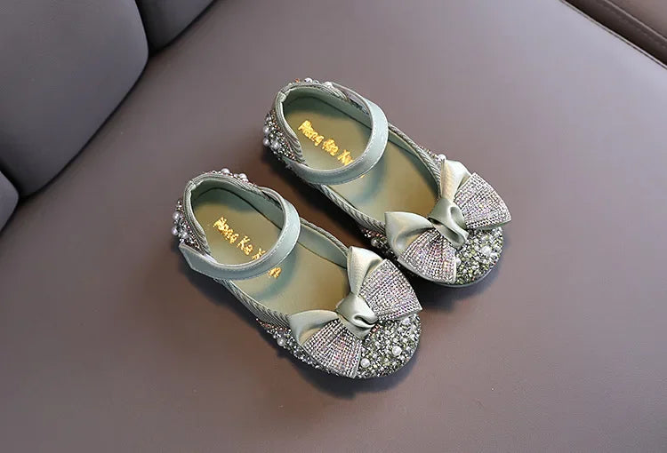 Fashion Children's Sandals 2025 Spring Summer Shining Flowers Sweet Girl Princess Shoes Dance Performance Kids Sandals