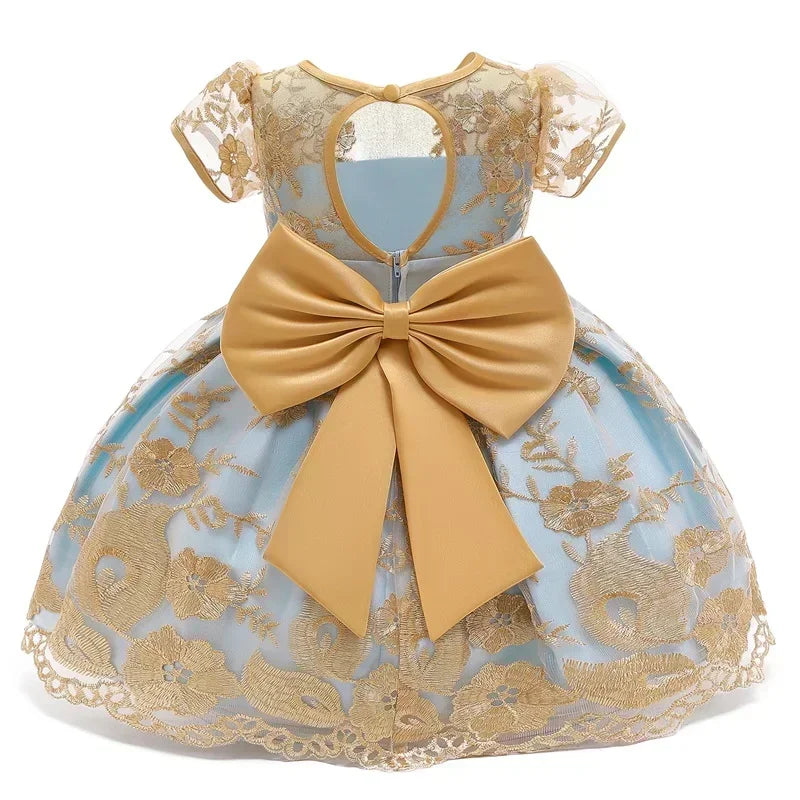Kids Dresses for Girls 2024 New Flower Lace Princess Dresses Formal Evening Elegant Prom Gown Vintage Embroidery Luxury Dress