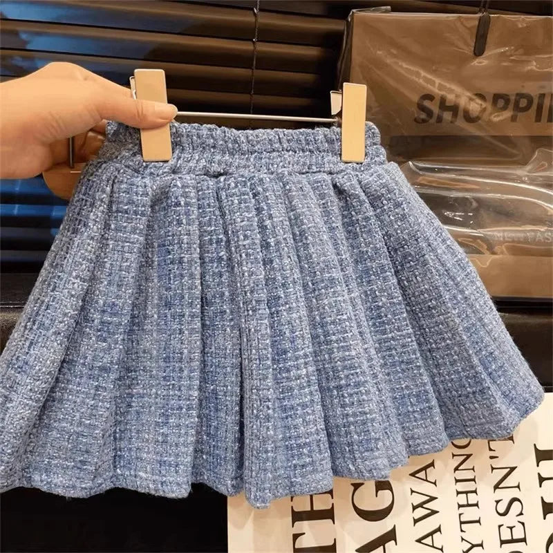 Children's Clothing Sets Plaid Cardigan + Pleated Skirt 2pcs Sets Kids Clothes Girls Skirt Sets Toddler Girl Clothes