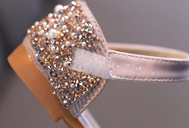Fashion Children's Sandals 2025 Spring Summer Shining Flowers Sweet Girl Princess Shoes Dance Performance Kids Sandals