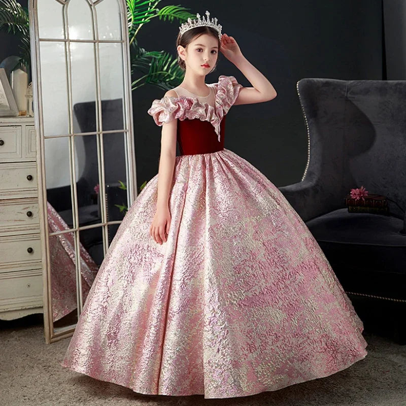 Kids Pageant Dresses for Girls 2 6 To 8 10 14 Years Children Long Dress Party Evening Elegant Luxury Gown Formal Occasion Frock