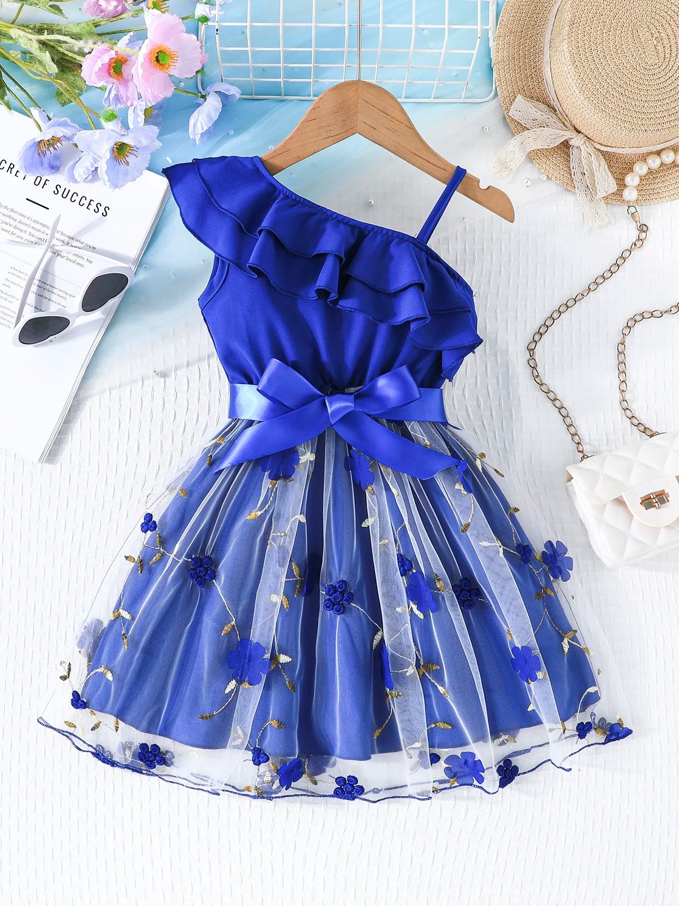 Dress For Kids 2-7 Years old Birthday Ruffled Embroidered Sleeveless Floral Princess Dresses Ootd For Baby Girl