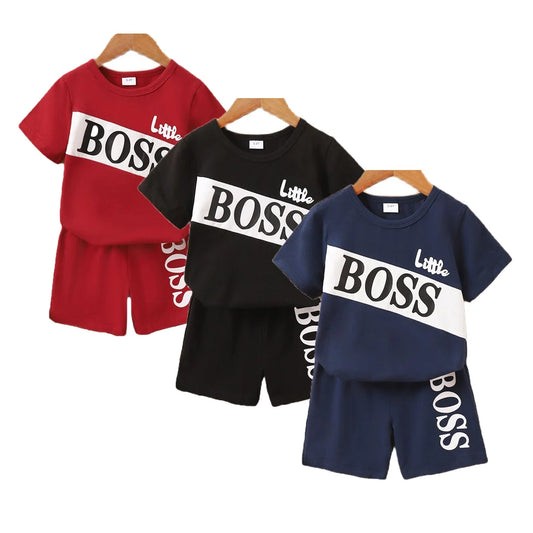 1-6 Years Little Boys 2PCS Clothing Set Short Sleeve T-shirt+Solid Color Shorts Fashion Summer Sport Style Cool Toddler Boy Wear
