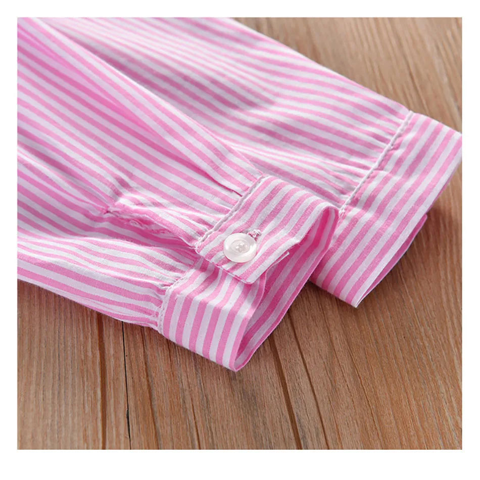 Girls Striped Shirt Dress New Fashion with Stripes Comfortable and Classic Dress for Spring and Autumn Wear Girls Casual Dresses