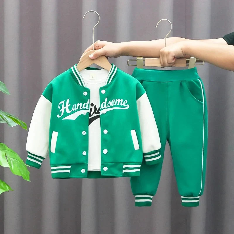 Kids Baseball Clothing Suit Boys Girls Casual Sports Sets 3 Pcs Coat Pants tripartite Spring Autumn Thin Baby Tracksuit Outfits