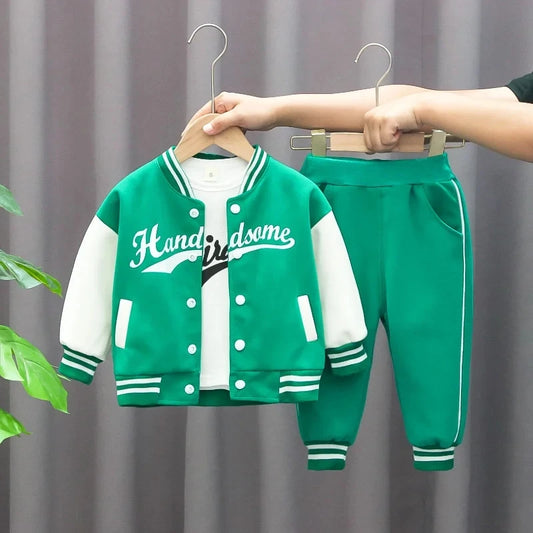 Kids Baseball Clothing Suit Boys Girls Casual Sports Sets 3 Pcs Coat Pants tripartite Spring Autumn Thin Baby Tracksuit Outfits