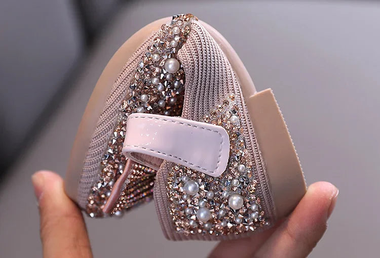 Fashion Children's Sandals 2025 Spring Summer Shining Flowers Sweet Girl Princess Shoes Dance Performance Kids Sandals
