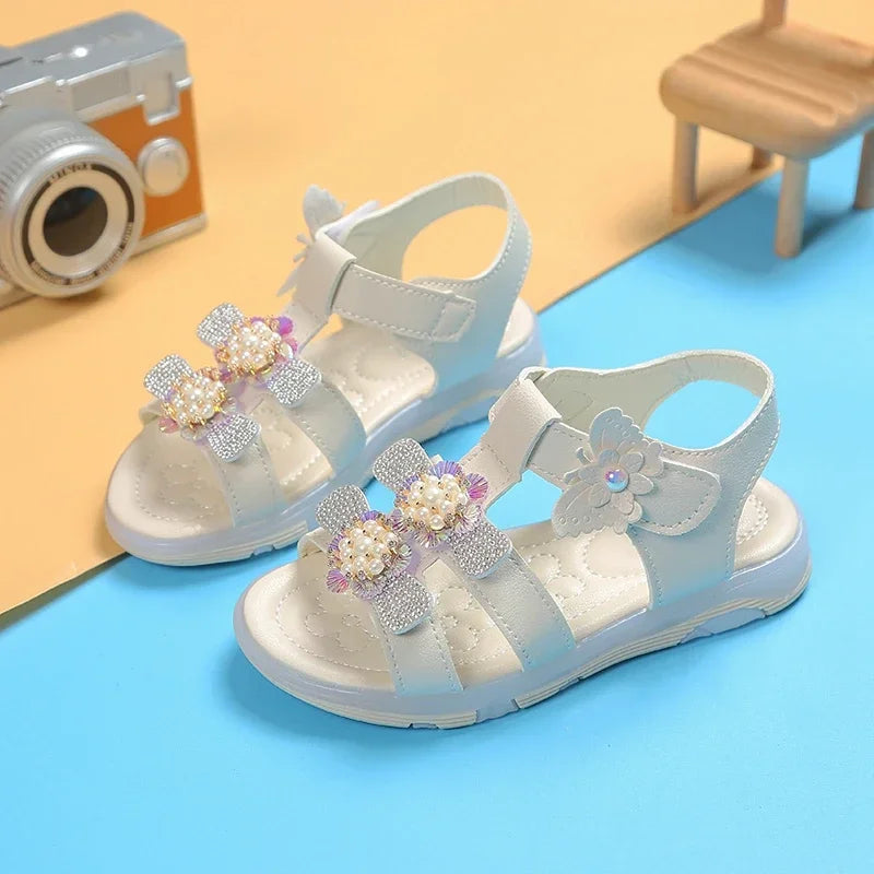 Kids Baby Girl Summer Sandals New Style PU Leather Flats Sole Children Fashion Slipper Shoes Size 21-30