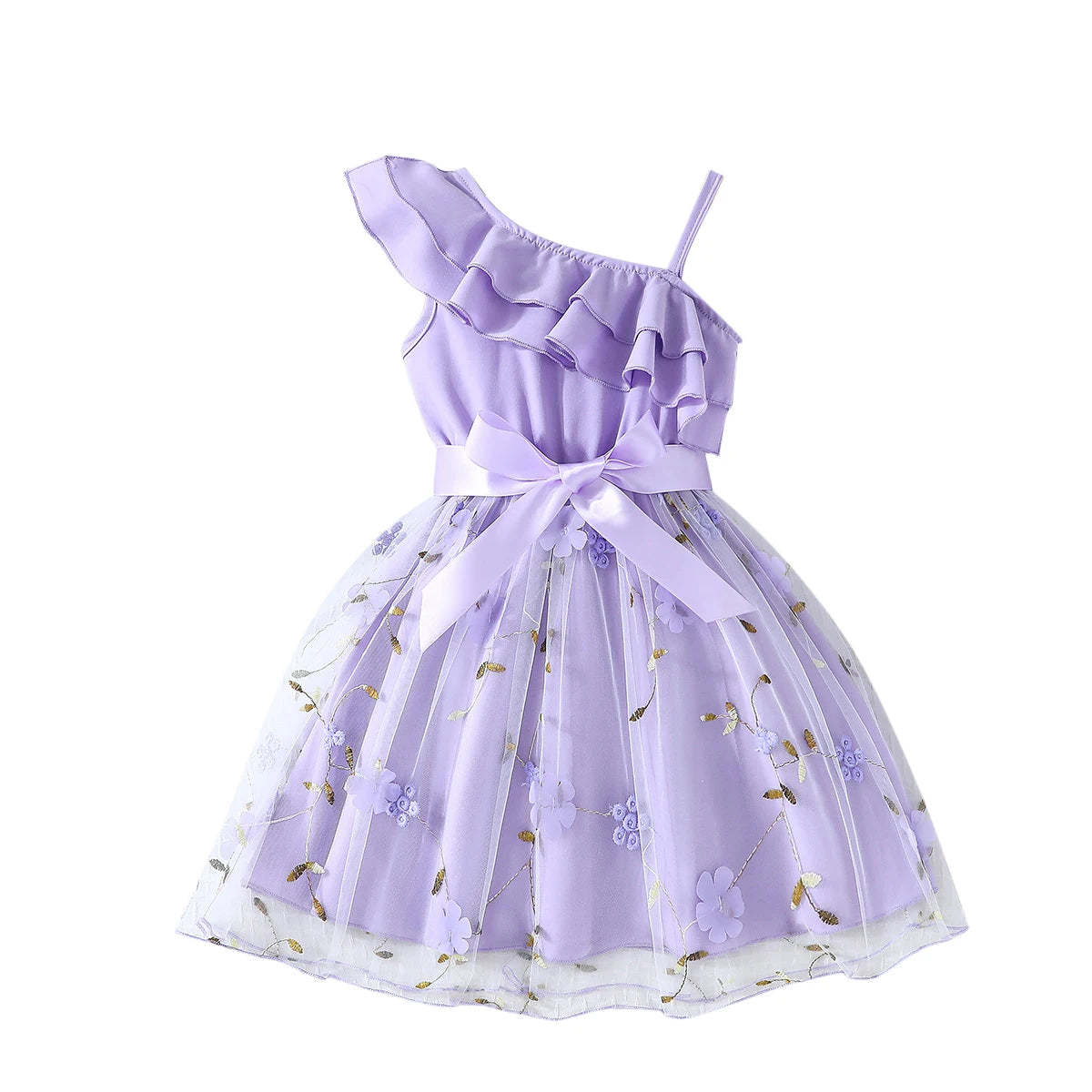 Dress For Kids 2-7 Years old Birthday Ruffled Embroidered Sleeveless Floral Princess Dresses Ootd For Baby Girl