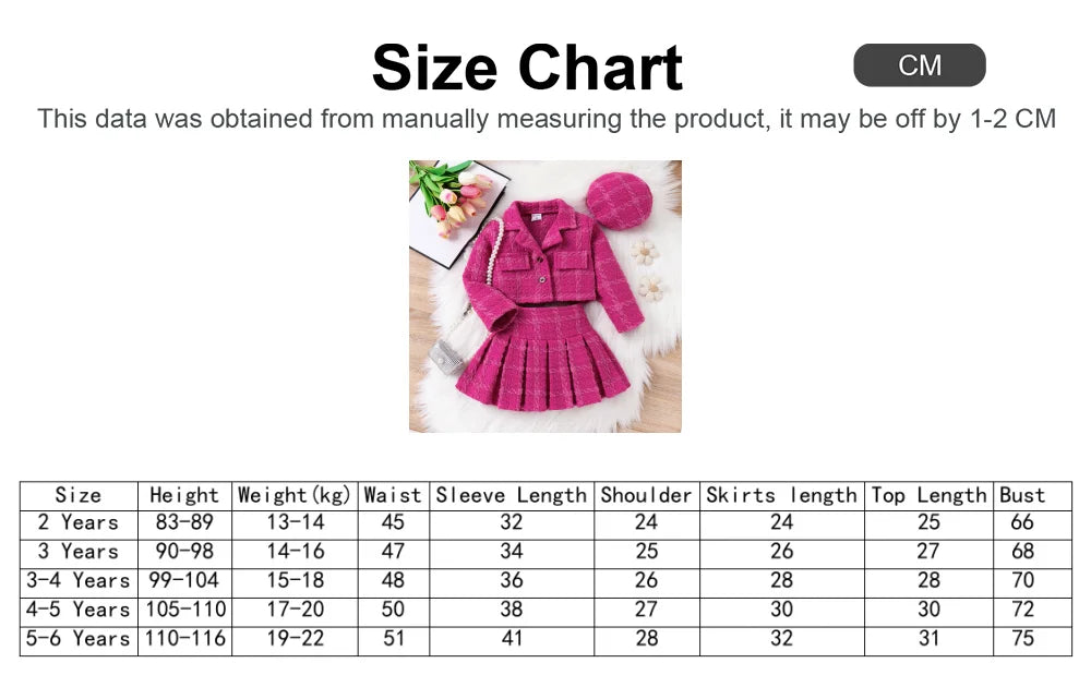 PatPat 3pcsToddler Girl's Solid Color Classic Grid Houndstooth Suit Dress Set with Hat Suitable for Summer Season