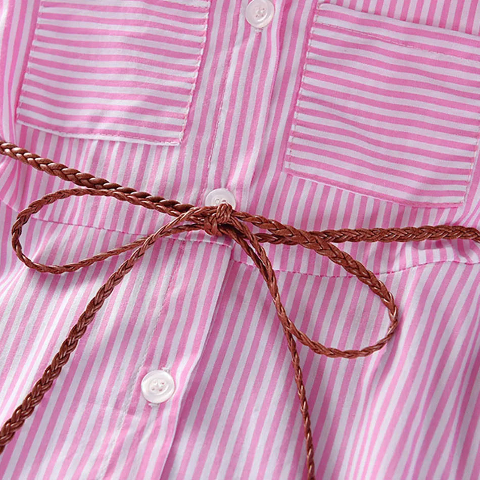 Girls Striped Shirt Dress New Fashion with Stripes Comfortable and Classic Dress for Spring and Autumn Wear Girls Casual Dresses