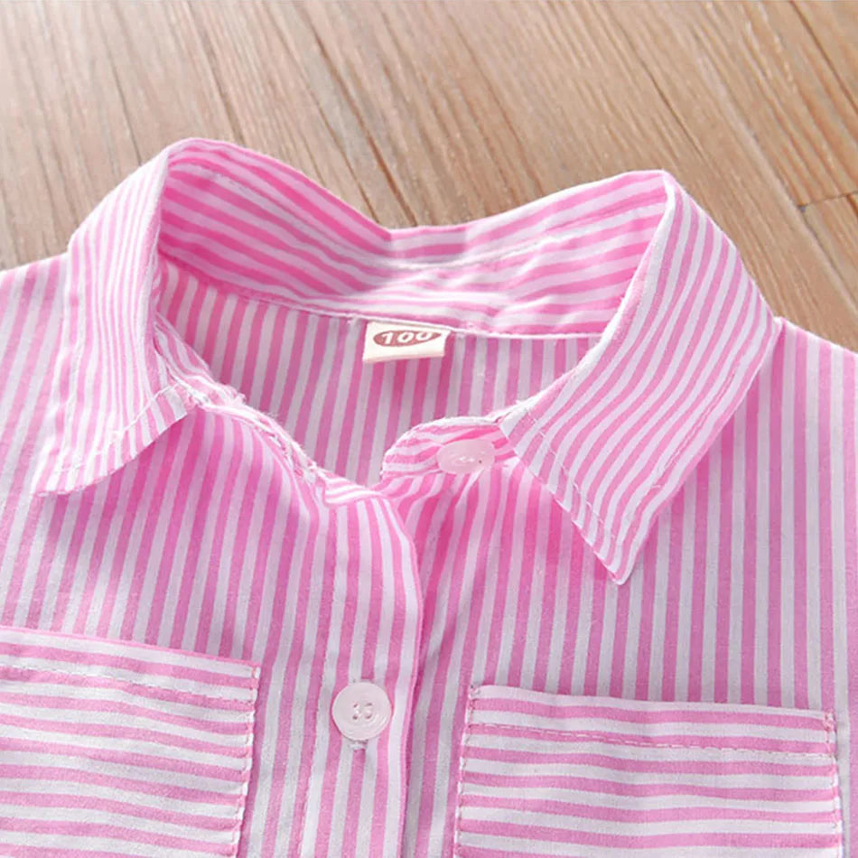 Girls Striped Shirt Dress New Fashion with Stripes Comfortable and Classic Dress for Spring and Autumn Wear Girls Casual Dresses