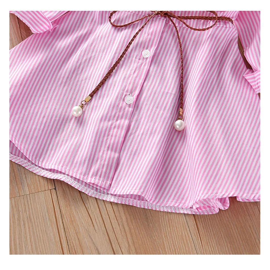 Girls Striped Shirt Dress New Fashion with Stripes Comfortable and Classic Dress for Spring and Autumn Wear Girls Casual Dresses