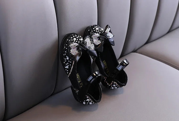 Fashion Children's Sandals 2025 Spring Summer Shining Flowers Sweet Girl Princess Shoes Dance Performance Kids Sandals