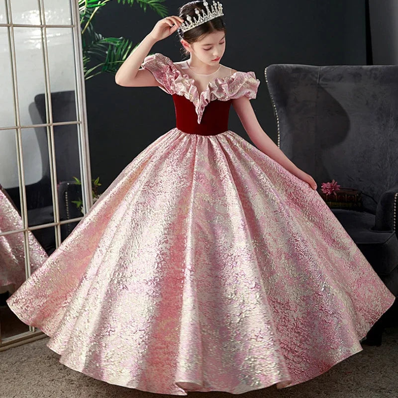 Kids Pageant Dresses for Girls 2 6 To 8 10 14 Years Children Long Dress Party Evening Elegant Luxury Gown Formal Occasion Frock