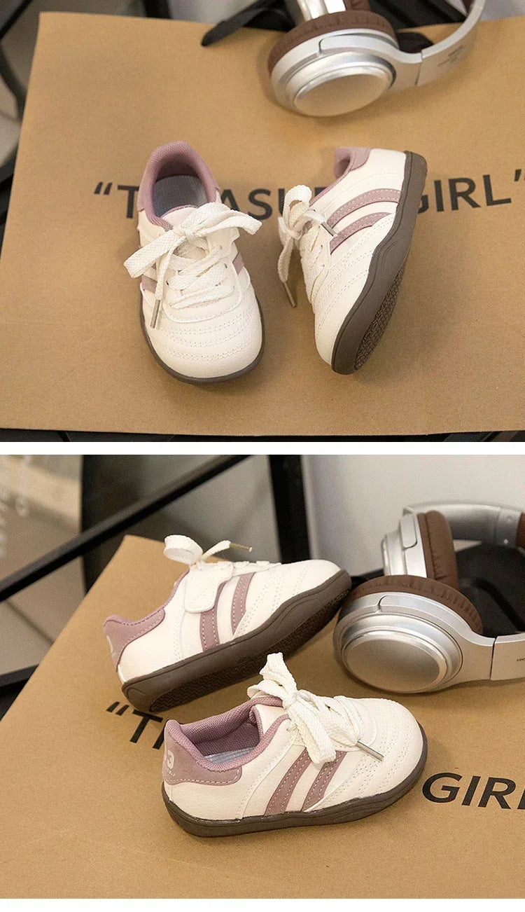 Kids Running Shoes Toes Capped Anti-kicked 2025 New Fashion Boys Girls Casual Shoes Striped Trendy Children Sports Shoe Non-slip