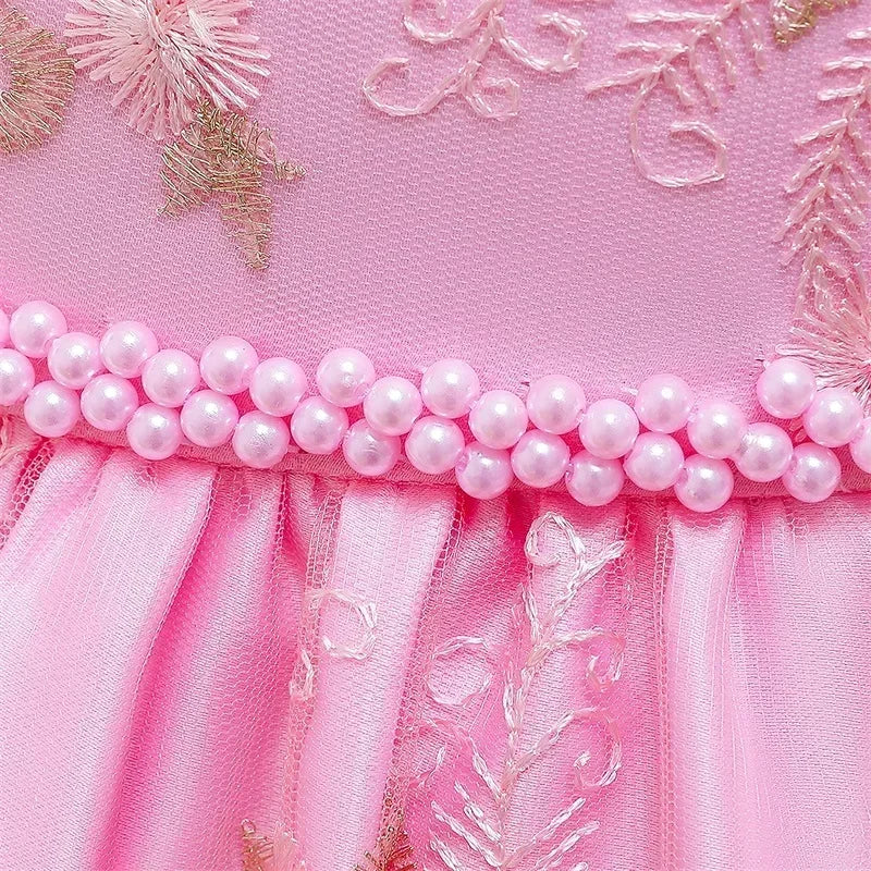Kids Dresses for Girls 2024 New Flower Lace Princess Dresses Formal Evening Elegant Prom Gown Vintage Embroidery Luxury Dress