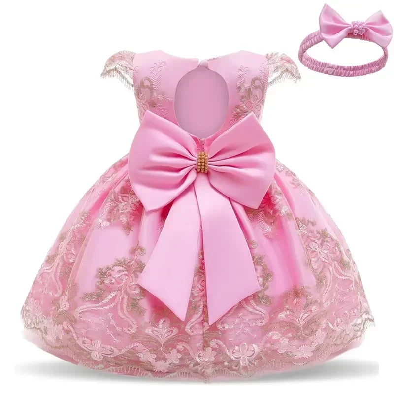 Kids Dresses for Girls 2024 New Flower Lace Princess Dresses Formal Evening Elegant Prom Gown Vintage Embroidery Luxury Dress