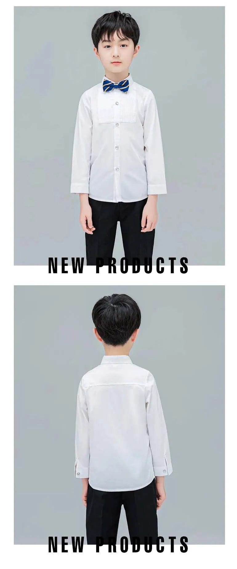 Baby Toddler Teenage Clothes School Uniform Boy Shirts White Different Sleeve Turn-down Collar Kids Shirt For Boys Children Tops