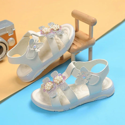 Kids Baby Girl Summer Sandals New Style PU Leather Flats Sole Children Fashion Slipper Shoes Size 21-30