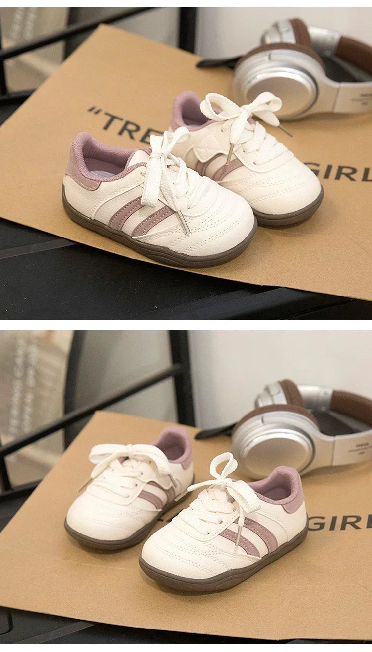 Kids Running Shoes Toes Capped Anti-kicked 2025 New Fashion Boys Girls Casual Shoes Striped Trendy Children Sports Shoe Non-slip