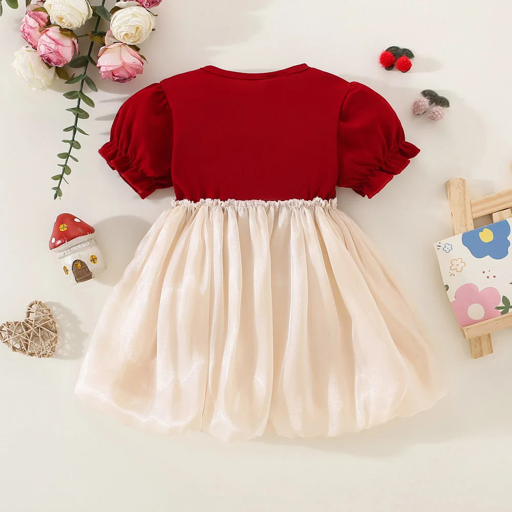 Kids Clothes Baby Girl Red Dress Summer Newborn Girl Cute Bear Red Princess Dress Birthday Dress for Kids Girl