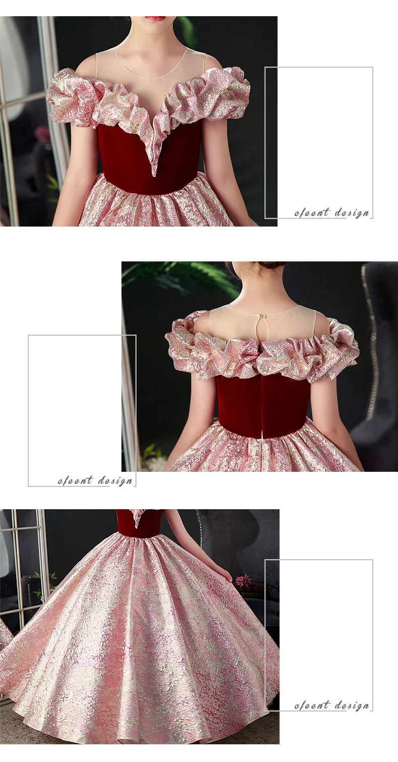 Kids Pageant Dresses for Girls 2 6 To 8 10 14 Years Children Long Dress Party Evening Elegant Luxury Gown Formal Occasion Frock