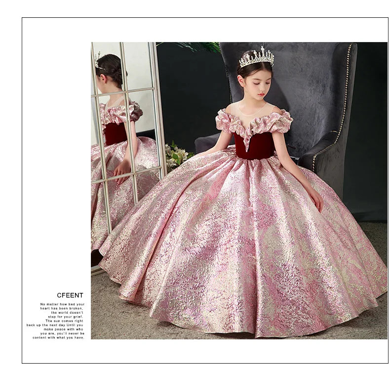 Kids Pageant Dresses for Girls 2 6 To 8 10 14 Years Children Long Dress Party Evening Elegant Luxury Gown Formal Occasion Frock