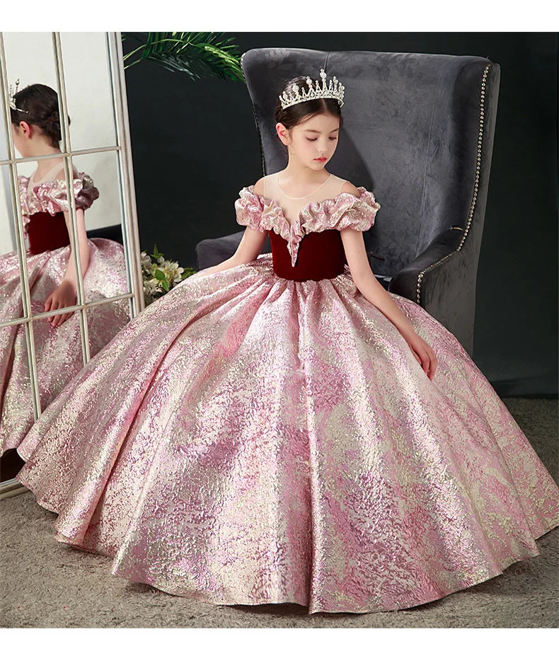 Kids Pageant Dresses for Girls 2 6 To 8 10 14 Years Children Long Dress Party Evening Elegant Luxury Gown Formal Occasion Frock