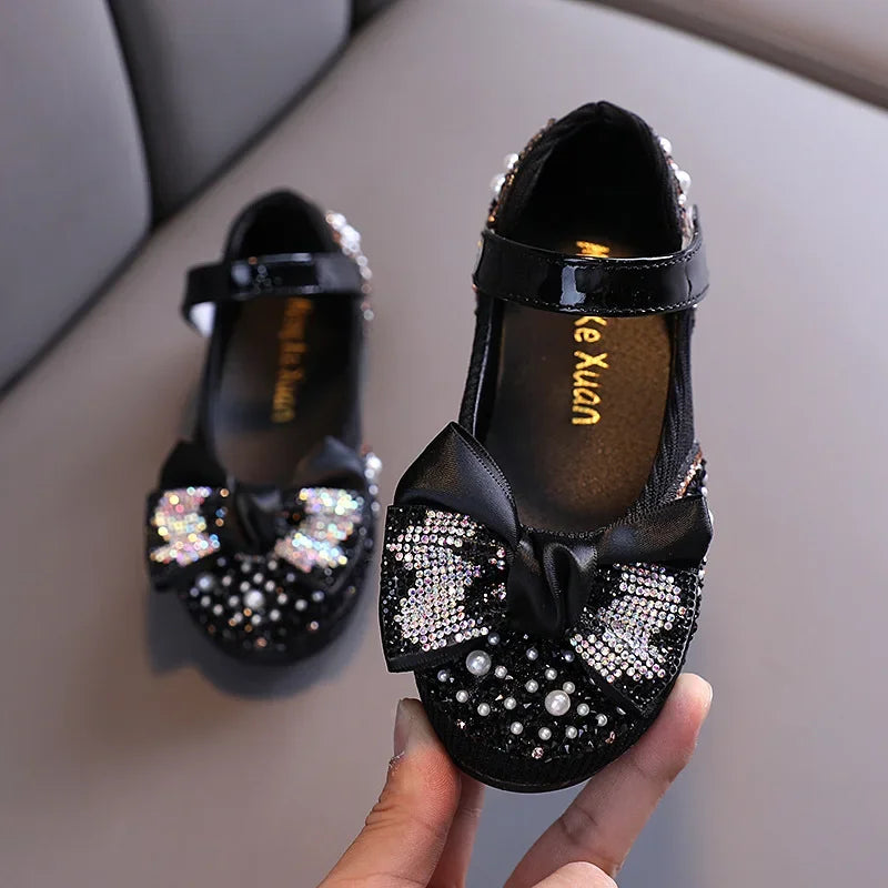 Fashion Children's Sandals 2025 Spring Summer Shining Flowers Sweet Girl Princess Shoes Dance Performance Kids Sandals