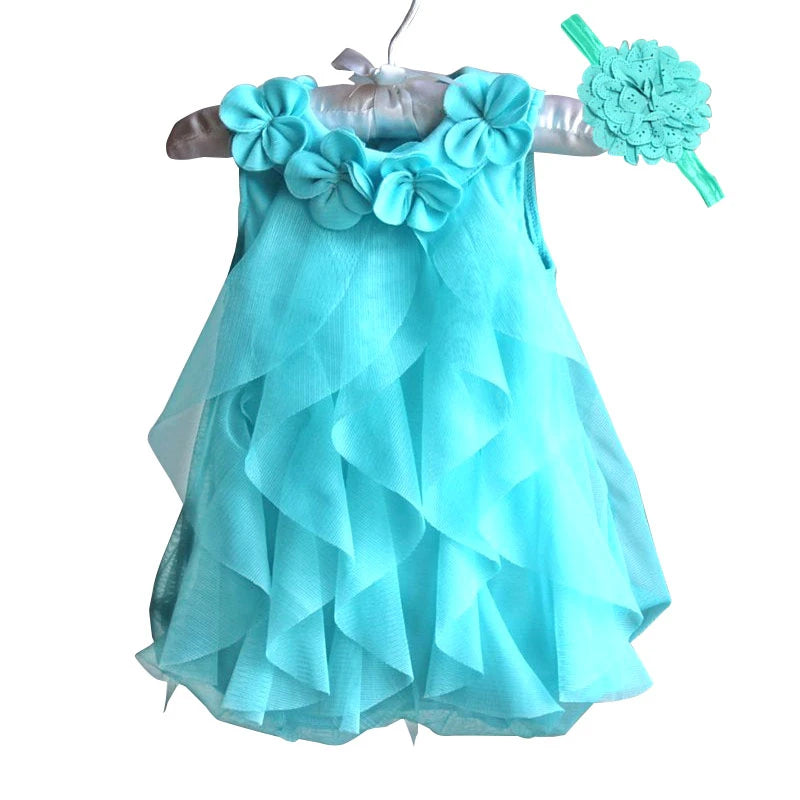 Kids Toddler Baby Girl Dress Summer Chiffon Evening Birthday Party Dresses for Girls Clothes & Headband