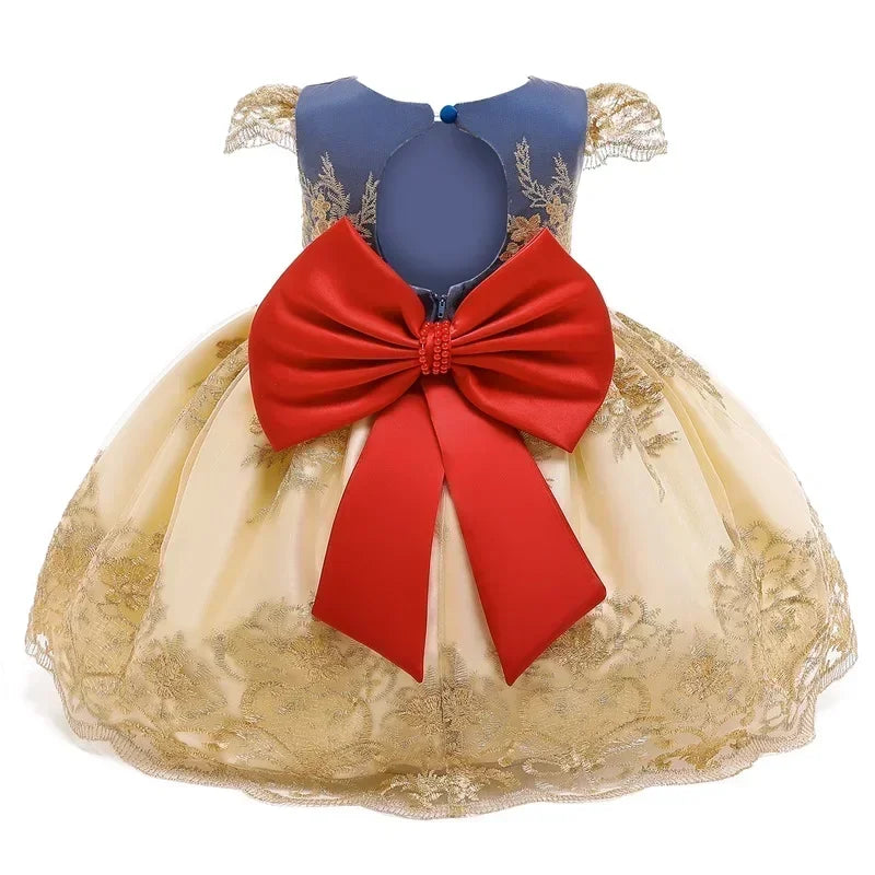 Kids Dresses for Girls 2024 New Flower Lace Princess Dresses Formal Evening Elegant Prom Gown Vintage Embroidery Luxury Dress