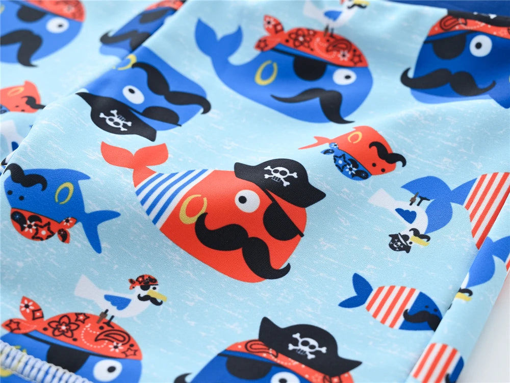 Kids Boy Swimsuit Cool Print 2 Pcs/lot 1-7 Years Summer Children Board Shorts Children Boys Swimwear Beach Surfing