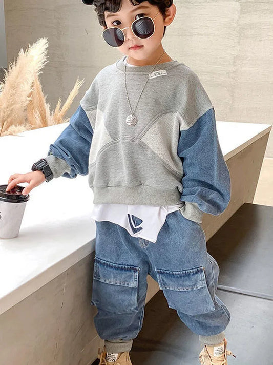Children's Clothing Boy's Autumn Suit Sweater Suit Baby Boy Clothes Children's Top And Bottom Clothes Set Groups Of Pant