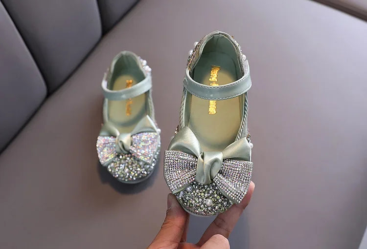 Fashion Children's Sandals 2025 Spring Summer Shining Flowers Sweet Girl Princess Shoes Dance Performance Kids Sandals