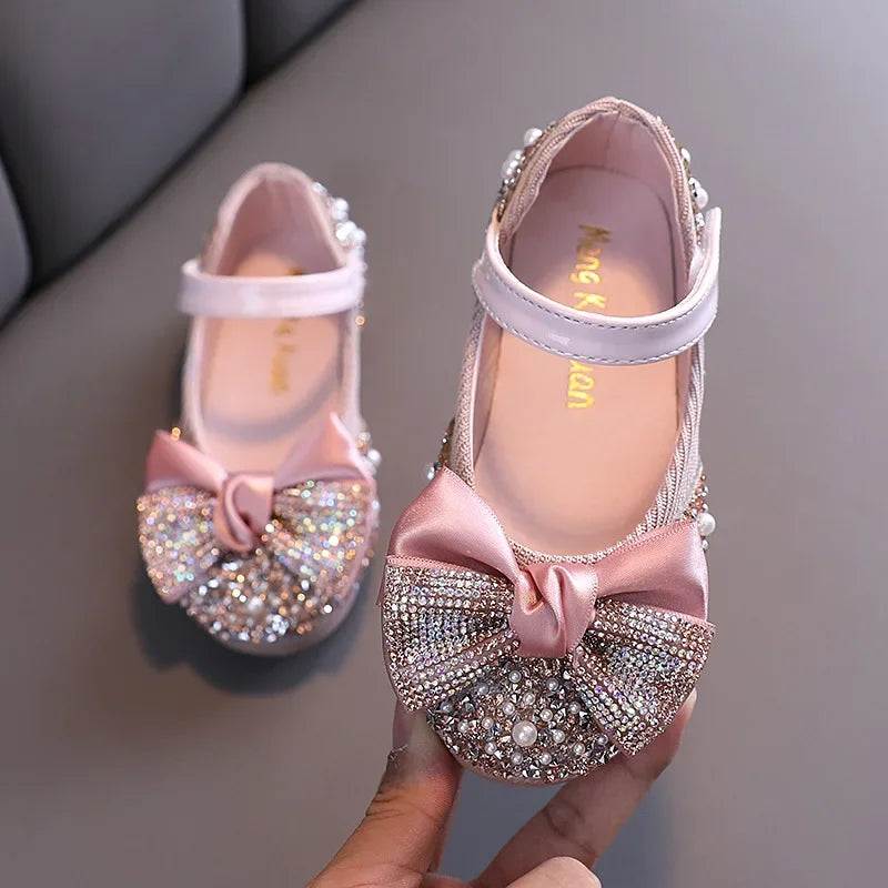 Fashion Children's Sandals 2025 Spring Summer Shining Flowers Sweet Girl Princess Shoes Dance Performance Kids Sandals