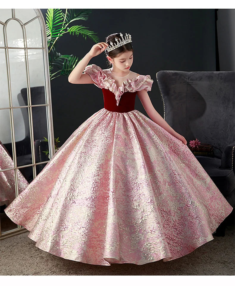 Kids Pageant Dresses for Girls 2 6 To 8 10 14 Years Children Long Dress Party Evening Elegant Luxury Gown Formal Occasion Frock