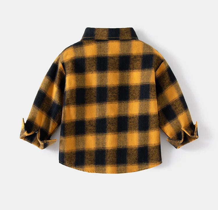 New Children's Clothes 2025 Kids Shirts With Collar Boys' Cotton Long Sleeved Baby Clothing Casual Top Plaid Blouse for Boy 2-7Y
