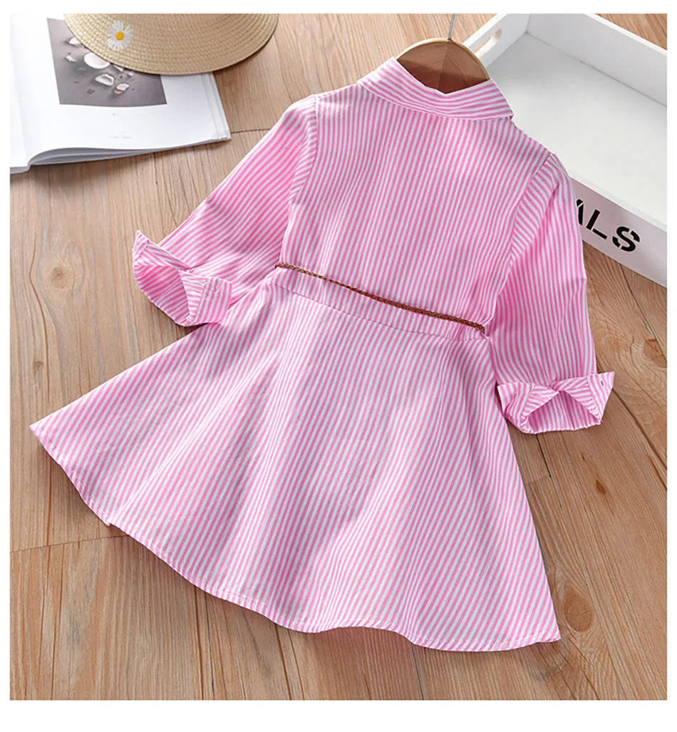Girls Striped Shirt Dress New Fashion with Stripes Comfortable and Classic Dress for Spring and Autumn Wear Girls Casual Dresses
