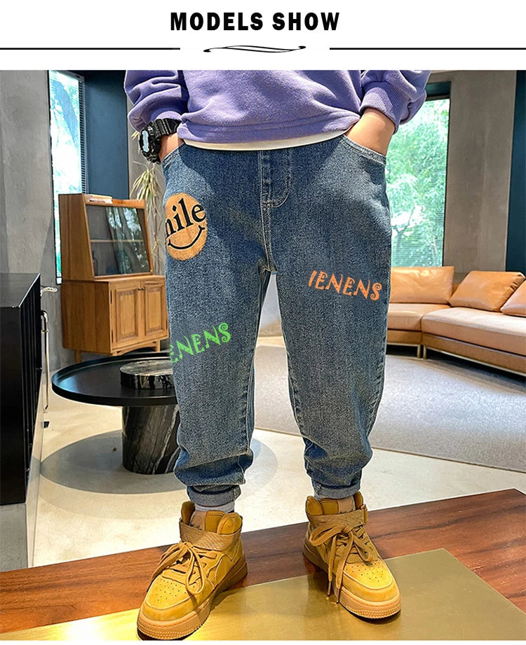 IENENS Boys Jeans Pants Child Denim Long Pants Spring Autumn Clothes 4-11 Years Kids Casual Trousers Young Boy Stretch Jeans