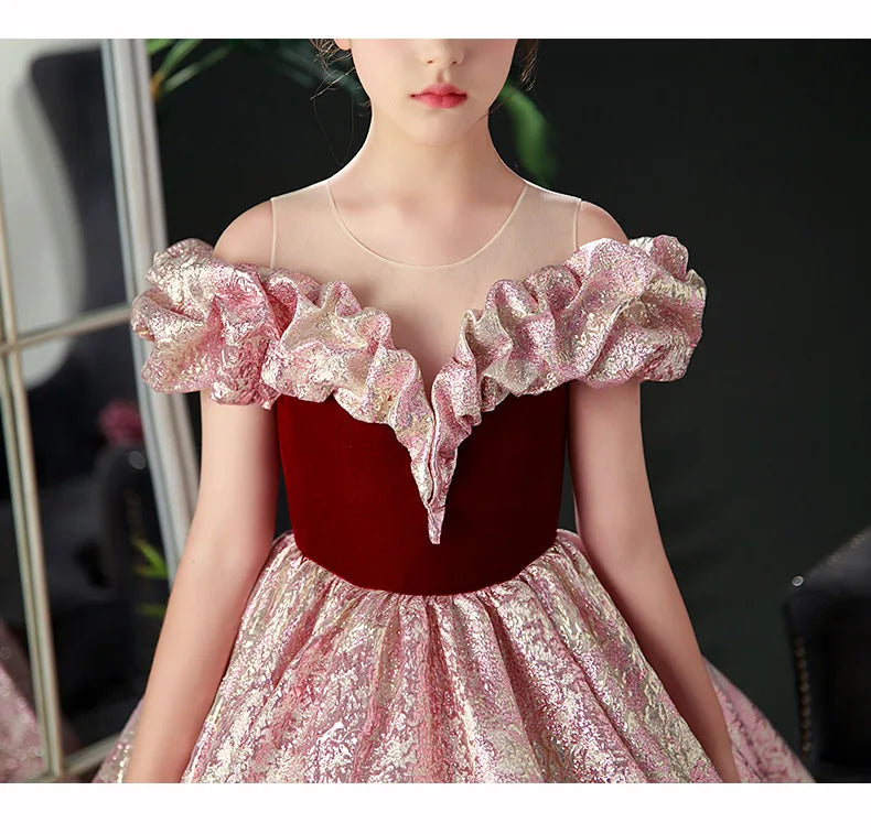 Kids Pageant Dresses for Girls 2 6 To 8 10 14 Years Children Long Dress Party Evening Elegant Luxury Gown Formal Occasion Frock