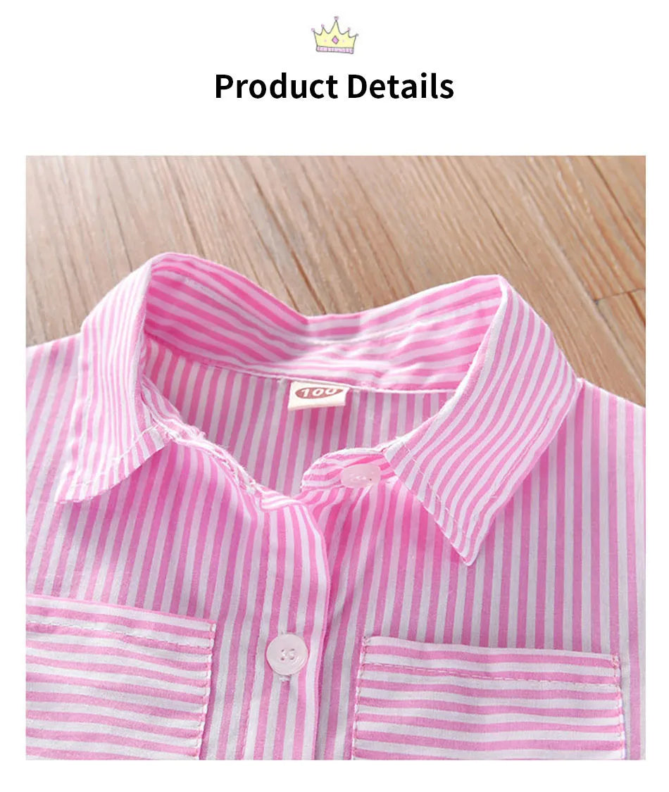 Girls Striped Shirt Dress New Fashion with Stripes Comfortable and Classic Dress for Spring and Autumn Wear Girls Casual Dresses