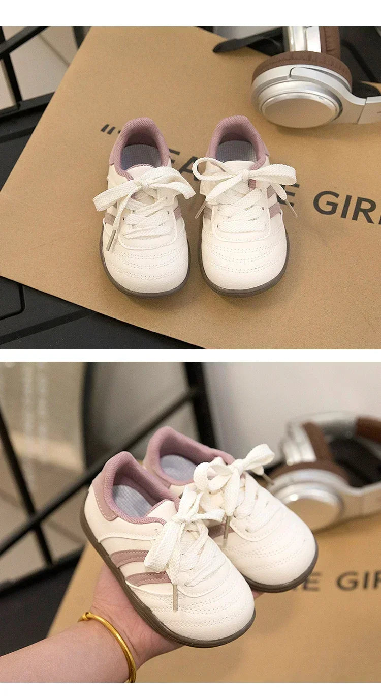 Kids Running Shoes Toes Capped Anti-kicked 2025 New Fashion Boys Girls Casual Shoes Striped Trendy Children Sports Shoe Non-slip