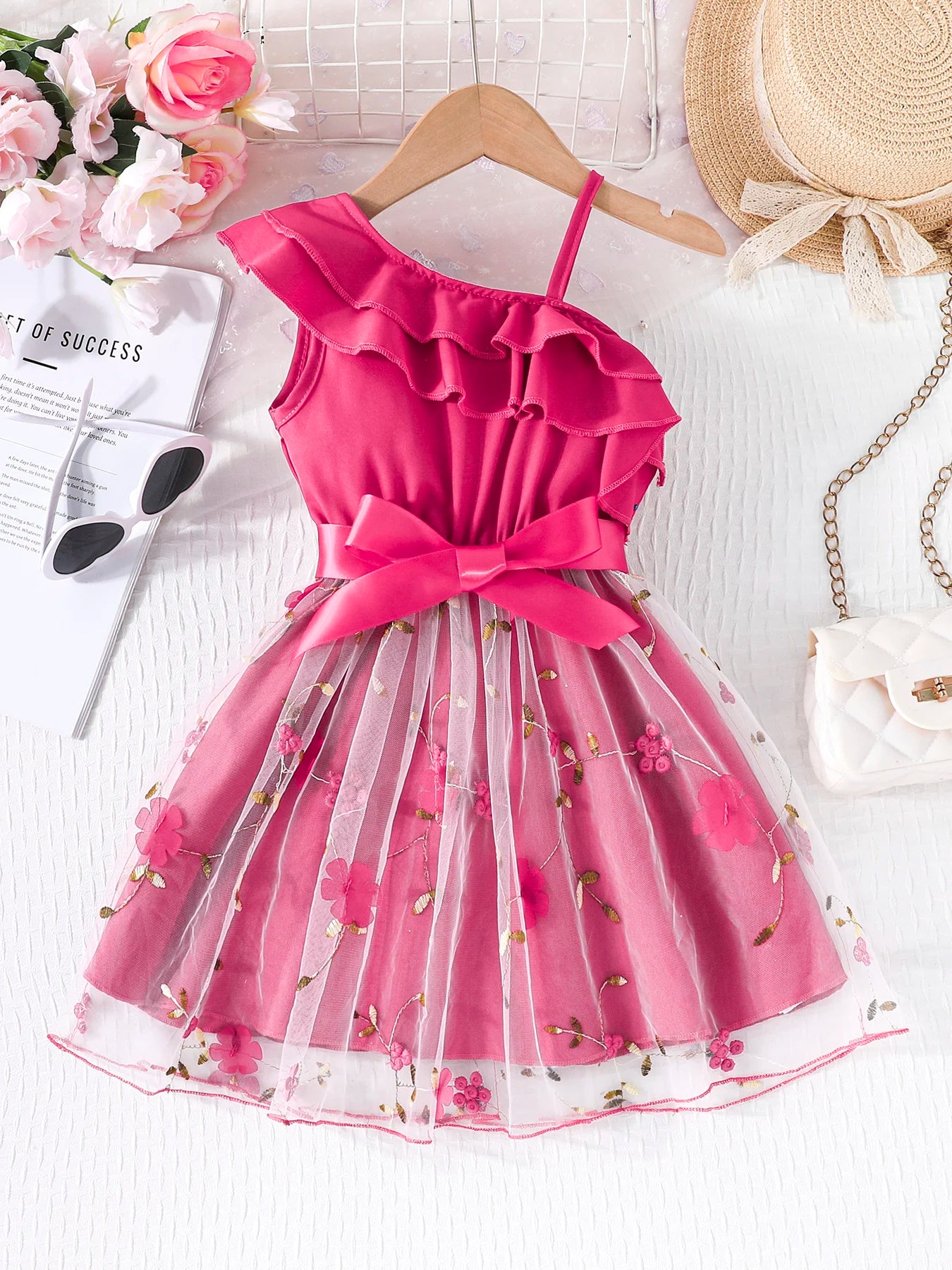 Dress For Kids 2-7 Years old Birthday Ruffled Embroidered Sleeveless Floral Princess Dresses Ootd For Baby Girl