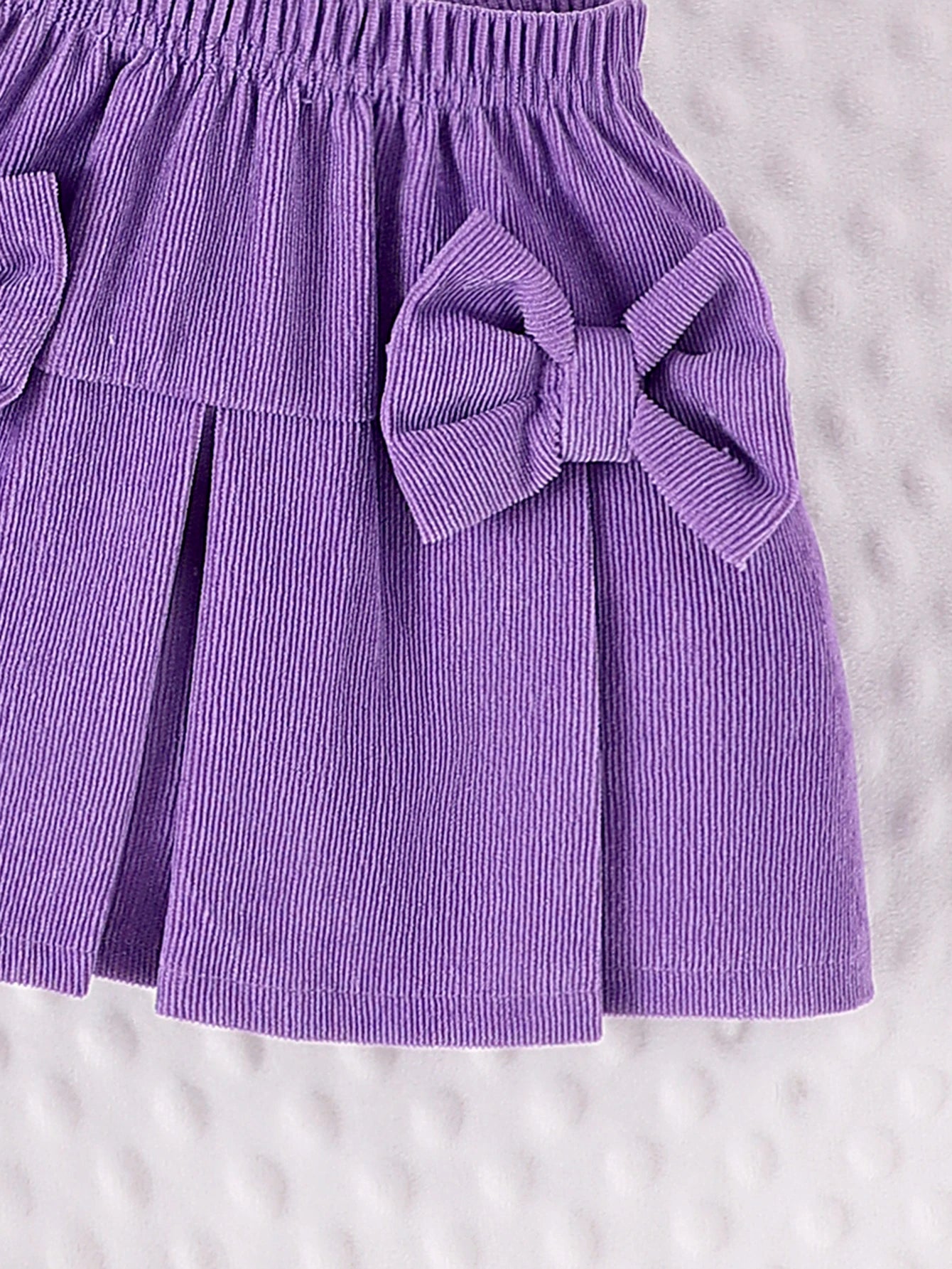 2PCS  Autumn New Style For Girls 1-3 Years Old, Comfortable And Sweet Bubble Sleeve Love Badge Top + Short Skirt Set