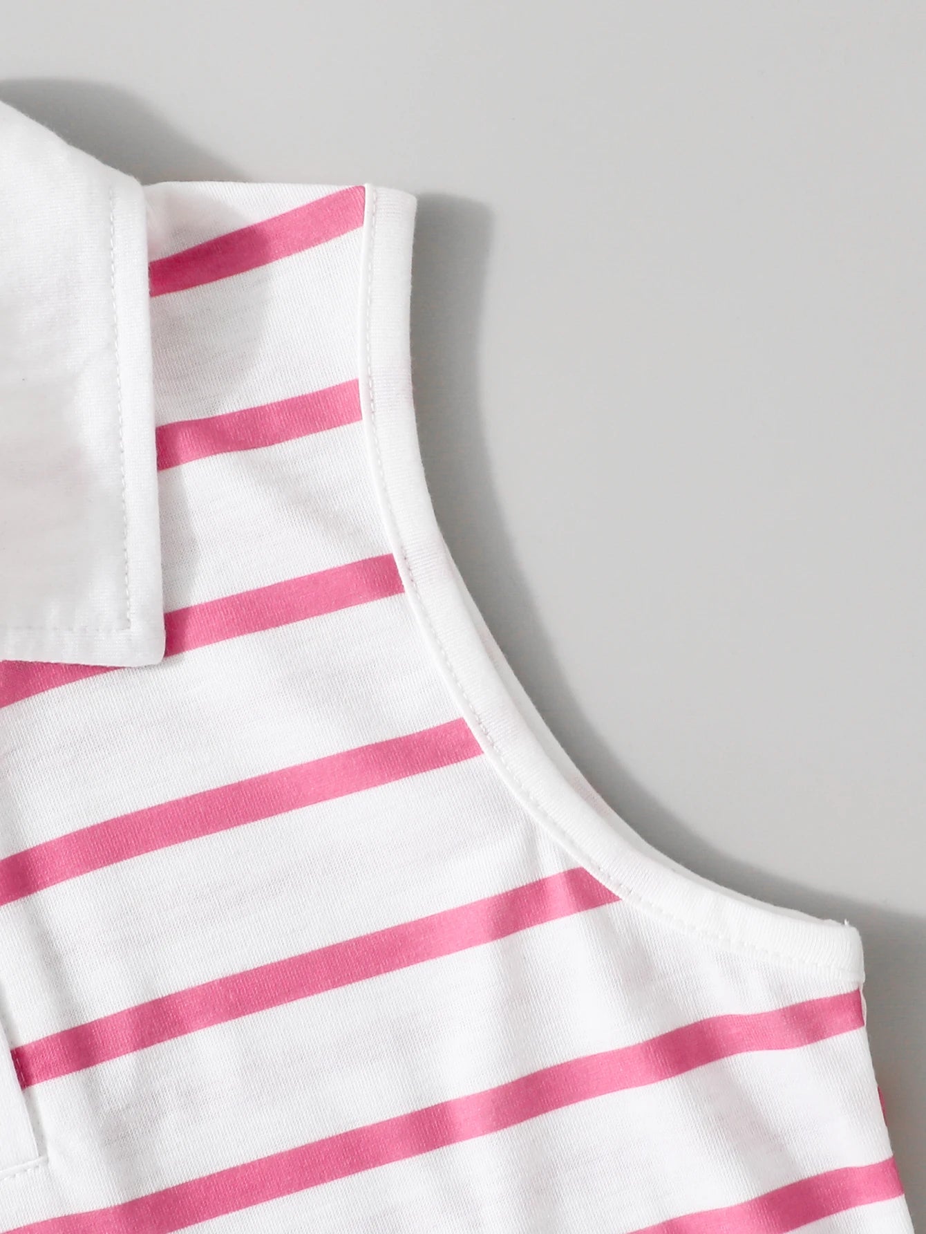 Teenage girls summer striped dress lapel sleeveless single row button unique western style simple breathable POLO sundress