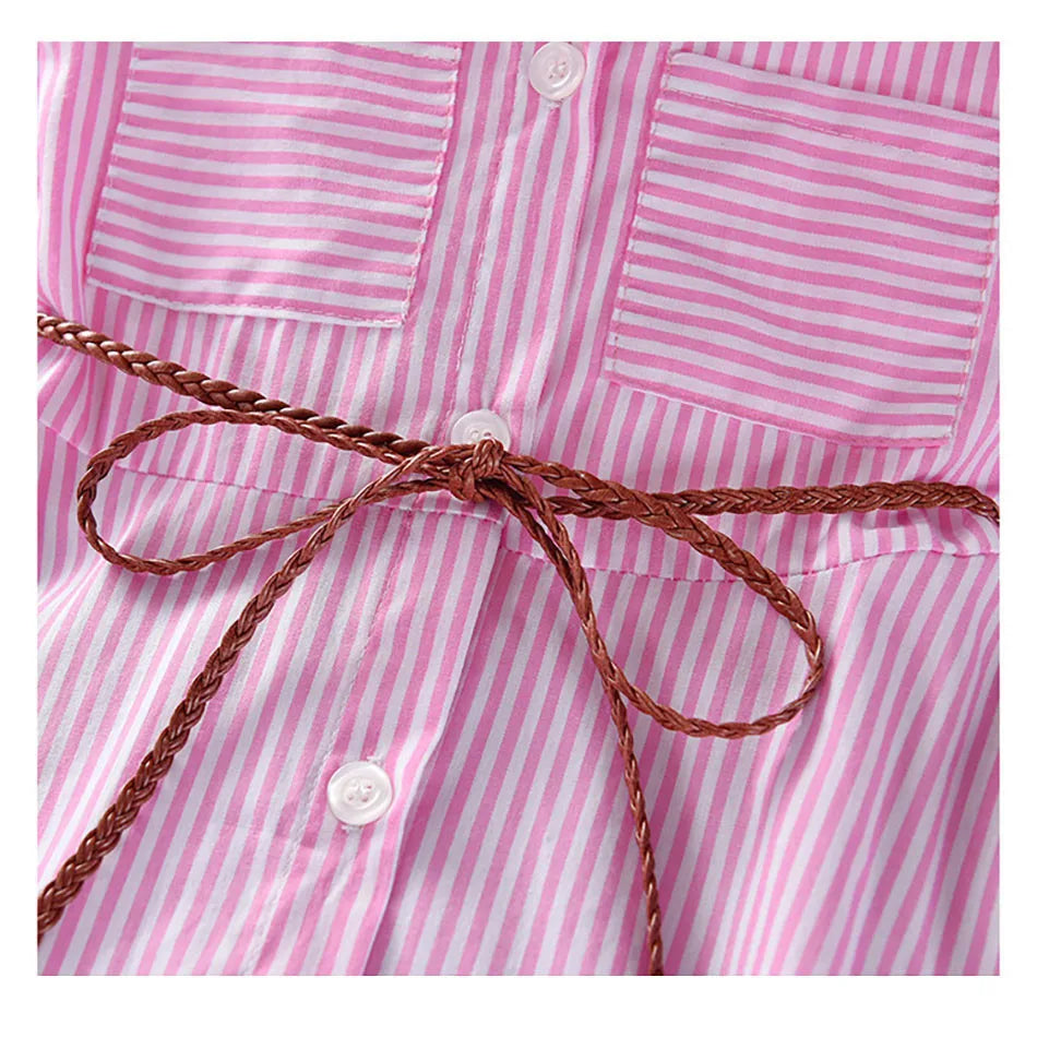 Girls Striped Shirt Dress New Fashion with Stripes Comfortable and Classic Dress for Spring and Autumn Wear Girls Casual Dresses