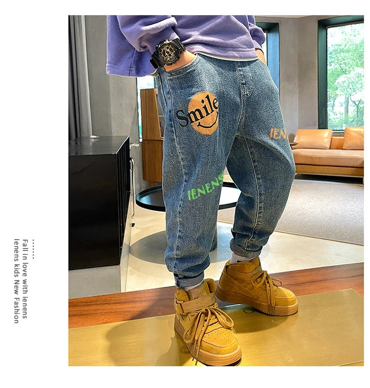 IENENS Boys Jeans Pants Child Denim Long Pants Spring Autumn Clothes 4-11 Years Kids Casual Trousers Young Boy Stretch Jeans