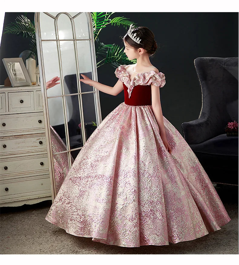 Kids Pageant Dresses for Girls 2 6 To 8 10 14 Years Children Long Dress Party Evening Elegant Luxury Gown Formal Occasion Frock