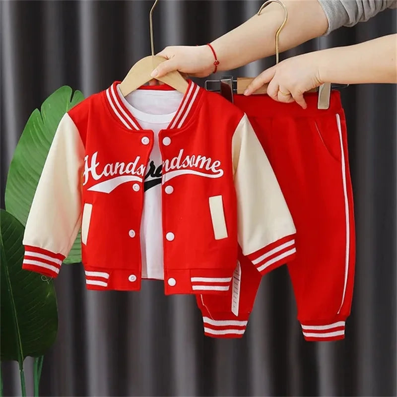 Kids Baseball Clothing Suit Boys Girls Casual Sports Sets 3 Pcs Coat Pants tripartite Spring Autumn Thin Baby Tracksuit Outfits